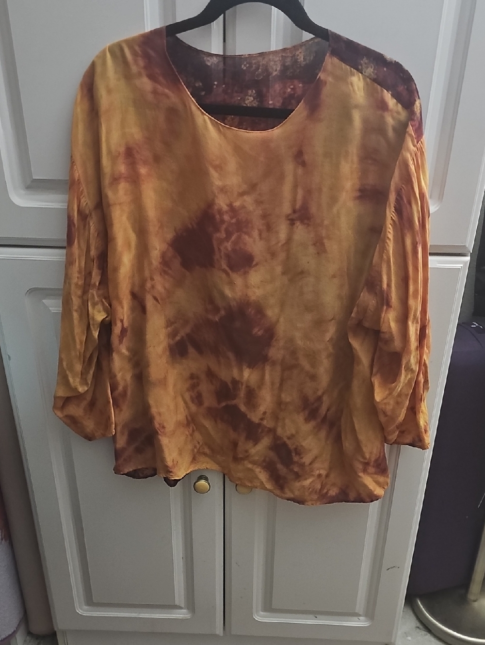 ⚜️Bobo Tie-Dye Tunic Top in Golden Yellow and Brown
